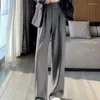 Kvinnors byxor eleganta breda ben kvinnor koreansk stil hög midja svart baggy kontor damer lös kostym byxor streetwear 2024