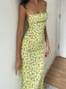 Lässige Kleider Dulzura Schnürung halfblumen langes Kleid für Frauen Rückenless Bodycon Midi Sexy Party Club Outfit Streetwear Sundegedress Sommer