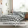 Beddengoed stelt Evich Classic Cotton Black and White Grid Lepheet Quilt Cover vier seizoen met rits kussensloop Home Textile multi -size