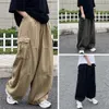 Trendy Cargo Pants Four Seasons Men Elastic Waist Drawcord Leg Opening Streetwear 240326