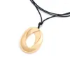 Pendant Necklaces Women's Metal Oval Necklace Hollow Circle Neckchain Elegant Jewelry