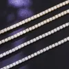 Großhandel Fabrikpreis Labor Simuliertes Diamant vereiserte 3 -mm -Steine 14K Gold Tenniskette Tennis Halskette Kette