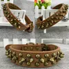 Fashion Retro Bronze Studded Dog Collar Puppy Collar with Rivets for Small Dogs Medium Dogs