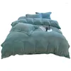 Bedding Sets 150/180/200CM Check Jacquard Green Gray Coral Velvet Bed Sheet Duvet Cover Pillowcase Four-piece Winter Set M037-11