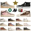 Sneakers dorés Robe pour hommes Mid Designer Chaussures Femmes de la chair Mentide femme talons superstar sale super star plate noir blanc rose rose green drok entraîneurs des chaussures