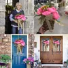 Fiori decorativi ghirlanda lunghe ghirlanda rosa rosa cesta di fiocchi a filo porta appeso arredamento per casa finestra estate di aspirazione