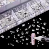 Dekorationen 3100pcs/Boxed Luxus -Strass -Nagelkunst -Schmuckglas -Nagelkristalle Box Cristales Original 3D flach glasförmiger Nagel Edelsteine