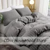 Sängkläder sätter Evich Polyester Gray Seersucker Material Comforter för 3st High-End Aktuell säsongskudde och täcktäckning