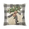 Party Decoration Christmas Pillow Cover Tree Elk Snowman Pillow Case Home Cushion 45 45CM 2024 Year Ornament