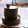 Bandejas de chá Japão estilo zakka de madeira de madeira pratos de louça de madeira pratos de madeira pequena/média placa de sobremesa de frutas decorativas criativas