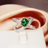 Cluster Rings Light Luxury Geometry Design Green Square Diamond Ring Creative Shiny Zircon Jewelry Wedding Party 925 Sterling Silver