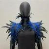 Scarves Feather Shrug Shawl Gothic Punk Cape Natural Women Halloween Cosplay Stage Show Costume