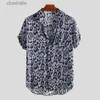 Męskie koszule Seksowne lampart na hawajska koszula plażowa męska 2021 NOWOŚĆ Męskie krótkie rękawy Tropical Aloha Shirt Casual Button Down Chemical 3xl YQ240408