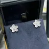 Hochwertige 925 Sterling Silber Blume Weiße Diamantohrringe für Mädchen Mode Schmuck Dupe Brand Butterfly Ohrringe große Größe