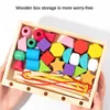 Montessori Träleksaker Färgform Matchande pusselspel Färgglad pärlkognition Tidig utbildningsgåva för barn 240407