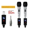 Microfoons oplaadbare UHF draadloze XLR -zender en XLR -ontvanger voor twee microfoons compatibel met audiomixer