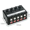 Tillbehör 4 Channel Stereo Audio Mixer Support RCA Input and Output Mini Passiv stereoblandare med separata volymkontroller