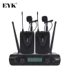 Microfones EYK E220U UHF CANALS DUAS MICROPONONE sem fio 2 BodyPack Transmissor com fone de ouvido e Lavalier Lapeel Mic for Igreja