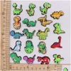 Accessori per scarpe Accessori all'ingrosso 100 pezzi PVC animali PVC Dinosauro DECORAZIONI PER GIOCHI PULTICHI PULTICHI PULTICHI PULLA CLOGO ORNA ORNA DHAQ8