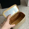 Двойная золотая шариковая коробка для цепного мешка для макияжа мешки женская сумка для плеча кожа алмазного пластинга серебряное оборудование для роскошной сумочки C