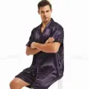 Mens Silk Satin Pajamas Pajamas PJS Krótki zestaw Sleepwear Loungewear SMLXL2XL3XL4XL 240408