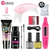 Kits Mobray Manicure Set poly nagel UV gel Kit LED LAMP Valse extensie gebouw poly nagelgels set base top coat acryl oplossingskit