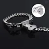 Bangle 2pcs لهجة الفولاذ المقاوم للصدأ عاشق قلب سوار قفل الحب مع أساور رئيسية مجموعة المجوهرات الزوجين