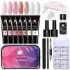 Kits Poly Nail Gel Set 6W LED -lampan Full Manicure Kit Snabbförlängning Naglar Byggande fingertoppar Polygels Tool Kit för att designa konst Naglar