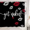 Cortinas de chuveiro engraçado preto vermelho branco sexy lips de lábios impressos arte moderna moda moda elegante impermeabilizada hedan haste de banho de tecido