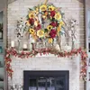 Decorative Flowers 48CM Fall Wreaths For Front Door Autumn Wreath With Sunflower Thanksgiving Harvest Festival Home Decoration