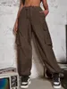 Spodnie damskie Trend moda moda luźna luźna swobodna kobietę kieszonkową kieszonkową kieszonkową talię ładunek talii
