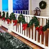 装飾的な花1pc 270cmグリーンパインクリスマスレッドライトフロントドアクリスマスガーランド人工ツリーストリップ