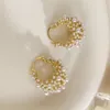 Boucles d'oreilles cerceaux Shangzhihua Géométrique Design Sense Élégante Personnalité de perles pour les femmes accessoires de bijoux vintage européens et américains