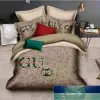 Designer beddengoed set klassiek letter logo khaki streepje letter logo gedrukt dekbedoverdeksel kussenkussen 4 pc's set puur katoen comfortabel beddening decoratie whoklesale