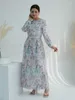 Roupas étnicas Ramadã Eid Dubai Flor Branca Abaya Damen Turquia Islã Abayas Para mulheres Muslim Long Dress Kebaya Robe Femme Musulmane