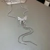 Подвесные ожерелья серебряный цвет сплав с сплавной бабочкой мода мода регулируемая цепная сеть Клавиля