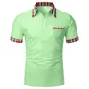 Polo Summer ShortSleeved Basic Mens Mens Plaid Colorblock Tshirt Tops Pocket Pocket Male Mason Button Polos 240402