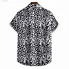 Mäns casual skjortor herr hawaiian kortärmad skjorta leopard tryckknappar herr strand casual tropisk skjorta aloha skjorta mens camisa maskulina yq240408