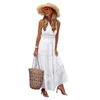 Casual Dresses Summer Elegant Sleeveless Bohemian Holiday Dress Chic V-neck Halter Spaghetti Strap 2024 Chiffon Swim Suit Cover Up