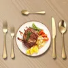 Dinnerware Sets Black Gold Stainless Steel Tableware Portuguese Knife And Fork Modern Simple Festival Fruit Steak Spoon Cutlery