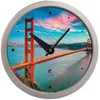 Relojes de pared San Francisco Golden Gate Bridge REDONDE REDONDE 14.5 "Pantalla analógica plateada de interior