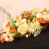 Fleurs décoratives Couronne de Pâques Floral artificiel 11,81 pouces avec œuf papillon baies rouges