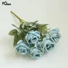 Fleurs décoratives Meldel 6 têtes Bouquet de pivoine blanc Péonies artificielles Polyester Roses de soie rose Blue mariage Décoration maison fausse fleur