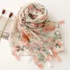 Schals modische Viskose Baumwollschal Blumendruck gedruckter Hijab Quastenschals für Frauen Muslim Long Beach gestohlen Damen Wickband 180 90 cm