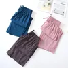 Ropa de dormir para mujeres pantalones de pijama capris sueltos modales delgados modales sólido color sólido para el hogar pantalones de aire acondicionado