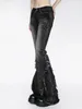女子ジーンズブラックゴシックバギーフレアハラジュクY2K美的デニムズボンパンクジャンパンツビンテージ2000年代の不器用な服2024