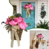 Dekorativa blommor Lång kransfjäderrosa Peony Bow Flower Basket Door Hanging Home Decor Summer Sug Cups