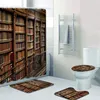 Shower Curtains 3D Vintage Library Book Bookshelf Curtain Set For Bathroom Magic Books Mats Rugs Toilet Home Decor