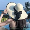 Wide Brim Hats Bucket Hats Women Summer Beach Travel Straw Hat Korean Seaside Big Hat Brim Sunblock Sunshade Holiday Foldable Fashion Big Cool Hat 240407