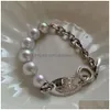 Kralen ontwerper Hoge kwaliteit 23 Nieuwe westerse keizerin Dowager Diamond Oval Pearl -armband voor damesmode Kleine veelzijdige handwerk Dhibt